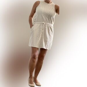 Dex Cream Crochet Drawstring Mini Skirt